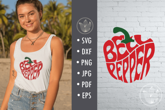 Bell Pepper Svg Cut File, Lettering