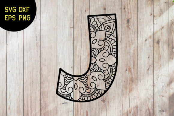 Mandala Alphabet J SVG Graphic