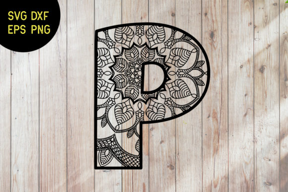 Mandala Alphabet P SVG Design