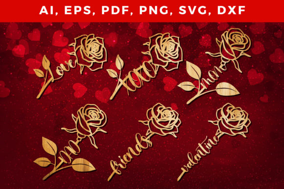 Valentine Rose Laser-cut SVG Bundle